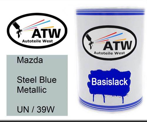 Mazda, Steel Blue Metallic, UN / 39W: 500ml Lackdose, von ATW Autoteile West.